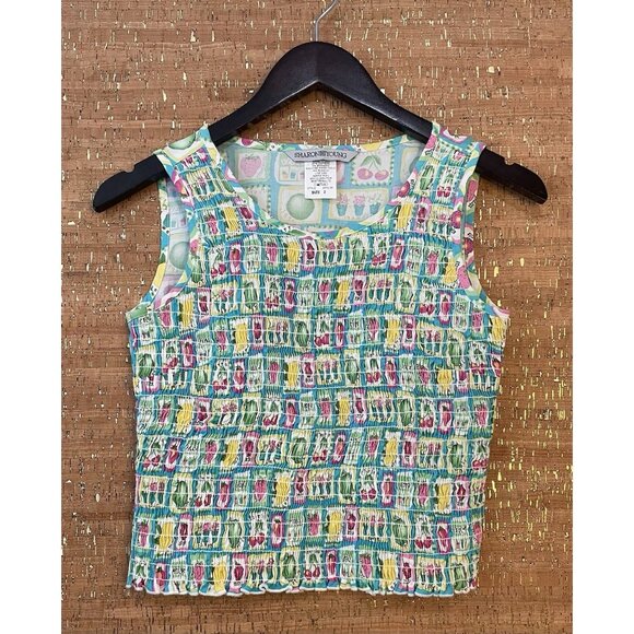 Sharon Young Tops - Vintage Sharon Young Women’s Sleeveless Print Top Smocked Size Small